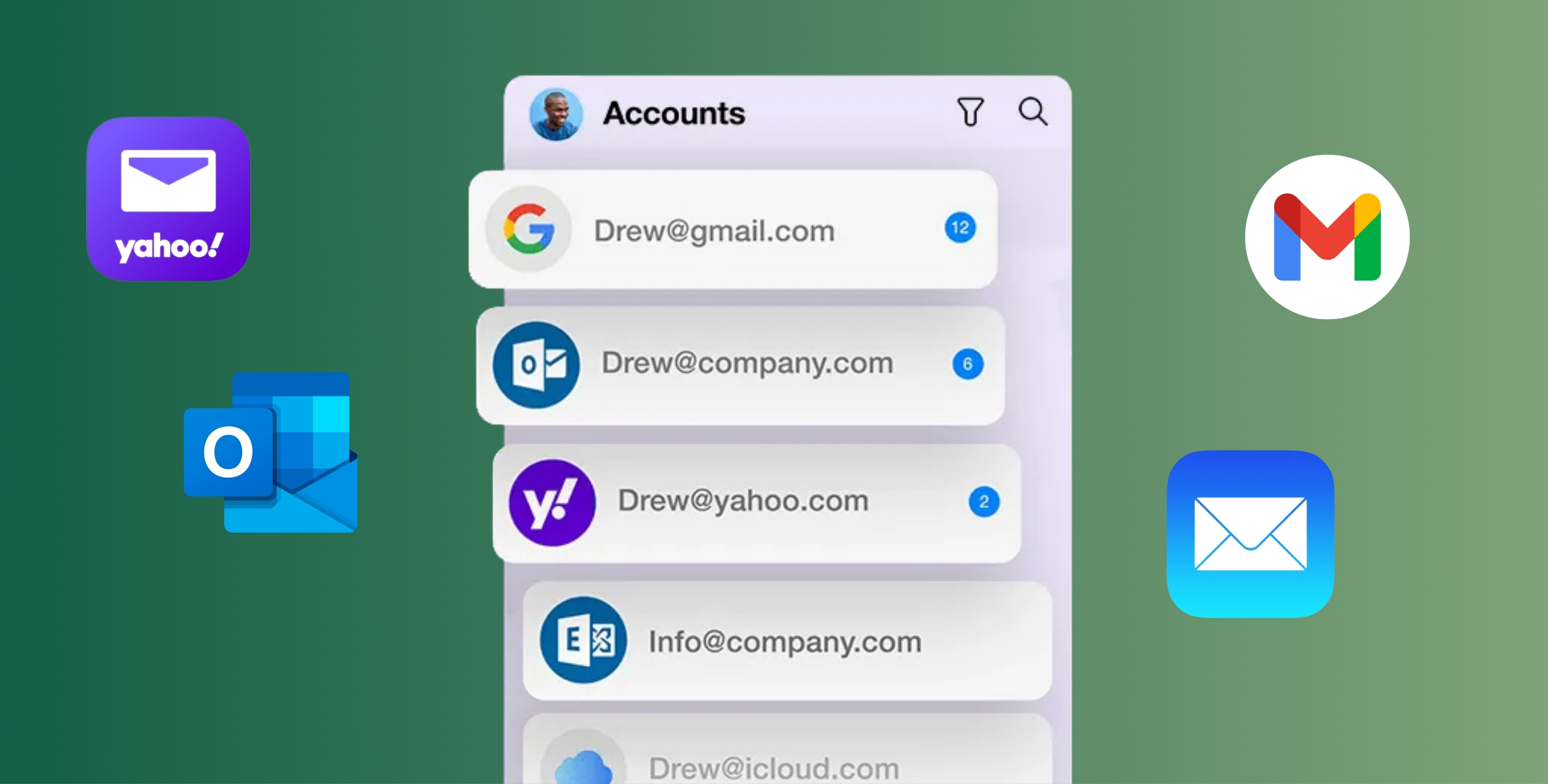 Multiple email inboxes unified in one dashboard